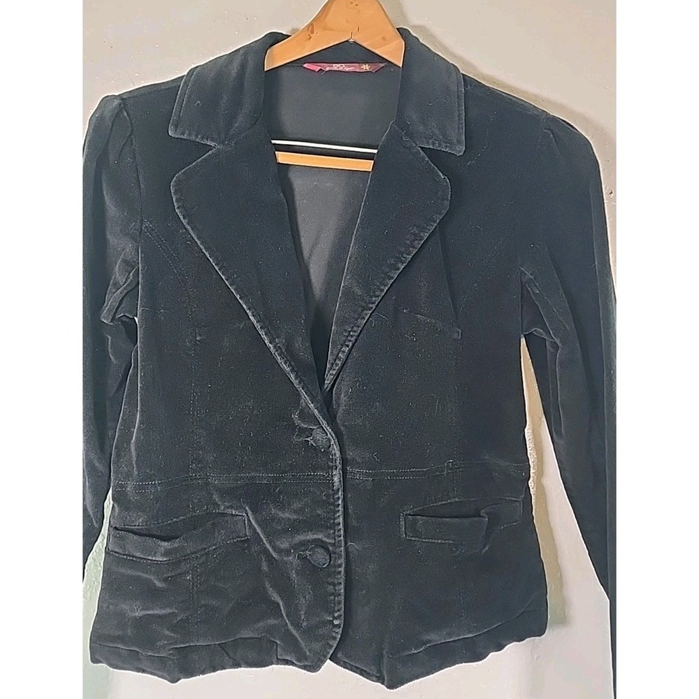 Vintage Womens Black Velvet Blazer Jacket SO So Real So Right Sz Lg